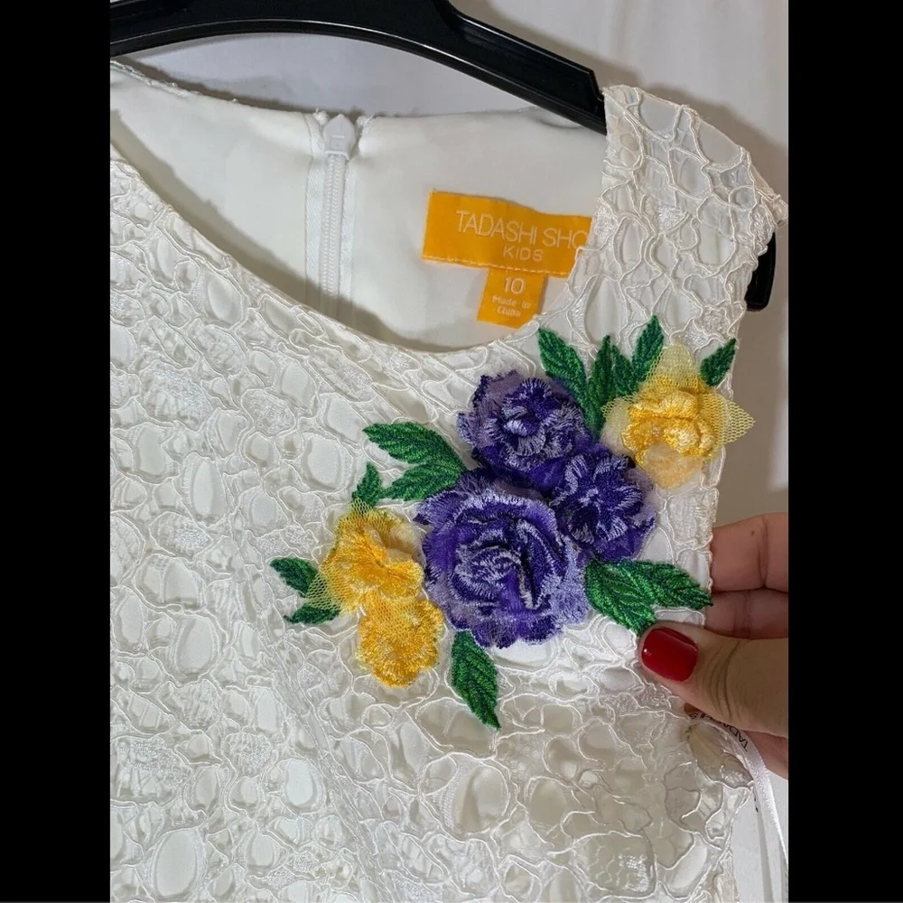 NEW‎ $248 Tadashi Shoji Kids Buttercup Lace Dress in Ivory [Girls SZ 10 ]